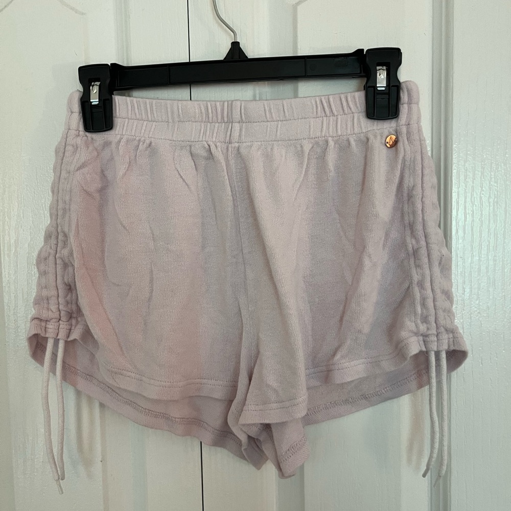 Volcom Pink Lounge Shorts with Adjustable Ruching